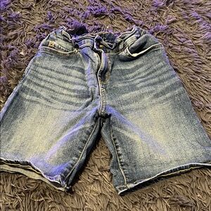 Place Blue Denim Shorts with Yellow Stitching